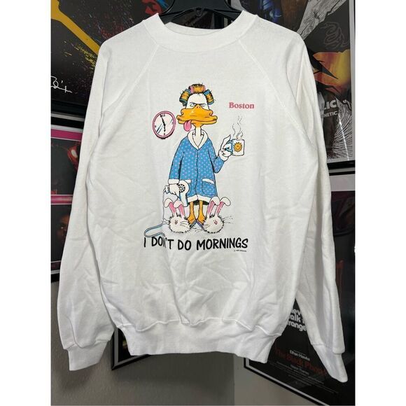 Vintage 80s I Don’t Do Mornings Sweater - Picture 1 of 6
